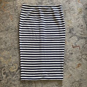 J. Crew Navy & White Striped Cotton Pencil Skirt